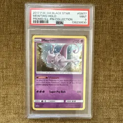 PSA 9 Mewtwo Holo SM77 Promo Shining Legends Pin Coll. 2017 - HD Swirl Pokemon - Image 1