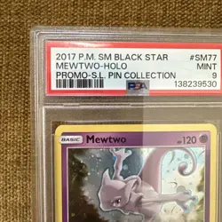 PSA 9 Mewtwo Holo SM77 Promo Shining Legends Pin Coll. 2017 - HD Swirl Pokemon - Image 2