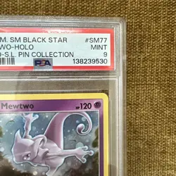 PSA 9 Mewtwo Holo SM77 Promo Shining Legends Pin Coll. 2017 - HD Swirl Pokemon - Image 3