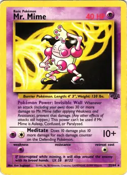 Pokemon TCG Mr. Mime 22/64 Jungle Set Unlimited Non-Holo Rare DMG - Image 1
