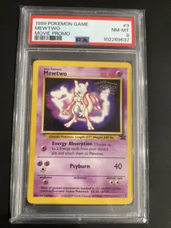 Pokemon Mewtwo the First Movie 1999 WB Promo Black Star Card WOTC Vintage PSA 8! - Image 1