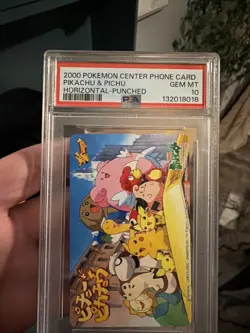 2000 Japanese Pokemon Center Phone Card Pikachu & Pichu PSA 10 - Image 1