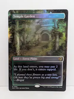 Temple Garden - Borderless FOIL Flip - MTG Lorwyn Eclipsed ECL - Shock - NM - Image 1