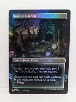 Temple Garden - Borderless FOIL Flip - MTG Lorwyn Eclipsed ECL - Shock - NM - Image 2