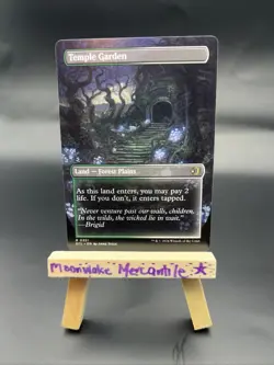 MTG - Temple Garden (Borderless) - Lorwyn Eclipsed NM/M DOUBLE SIDED SHOCK Land - Image 1