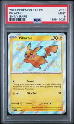 Pikachu 131/091 Shiny Rare Paf En-paldean Fates Pokemon PSA 9 *025 - Image 1