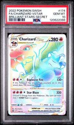 Charizard Vstar 174/172 Secret Brilliant Stars Pokemon PSA 10 *088 - Image 1