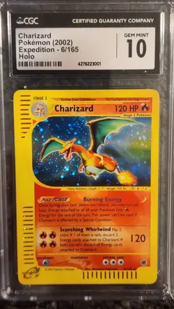 2002 POKEMON EXPEDITION, HOLO #6/165 CHARIZARD CGC 10 GEM MINT - Image 1