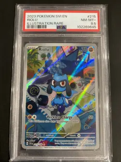 PSA 8.5 NM- Mint + 2023 Pokemon Riolu Illustration Rare Base Set SV01 Holo! - Image 1