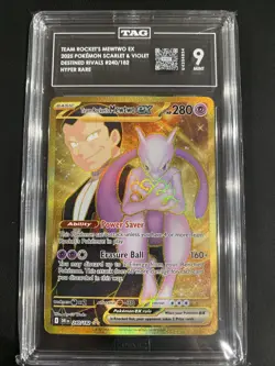Pokemon Team Rockets Mewtwo EX Hyper Rare Holo Destined Rivals 2025 TAG 9 Mint! - Image 1