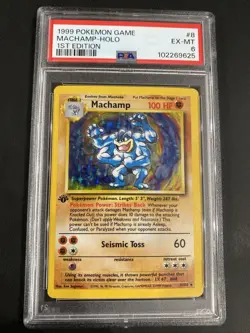Pokemon Machamp Holo Rare 1st Edition Base Set 8 PSA 6 Ex-mint 1999 WOTC vintage - Image 1