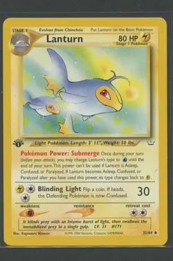 Lanturn 1. Edition | Neo Revelation 32/64 | Pokemon Karte EN EXC 2000 - Image 1