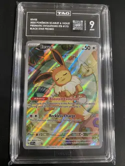 Eevee Black Star Promo Prismatic Evolutions 173 Pokemon 2025 TAG 9 Mint Full Art - Image 1