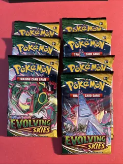 Pokemon TCG Factory Sealed Sword And Shield Evolving Skies Booster 7 Pack Lot - Image 1