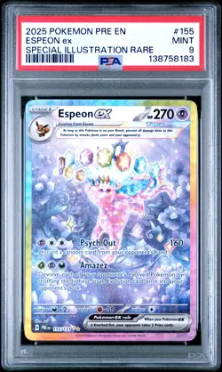 2025 POKEMON PRE EN-PRISMATIC EVOLUTIONS #155 ESPEON EX PSA 9 - Image 1