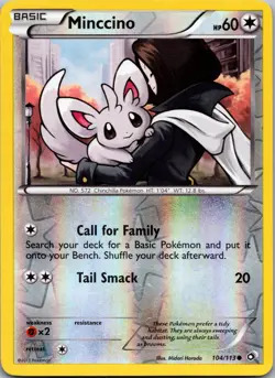 Minccino 104/113 Legendary Treasures Reverse Holo Rare Pokemon 2013 MP - Image 1