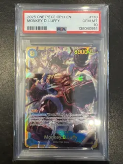 2025 ONE PIECE OP11-A FIST OF DIVINE SPEED #118 MONKEY D. LUFFY PSA 10 - Image 1