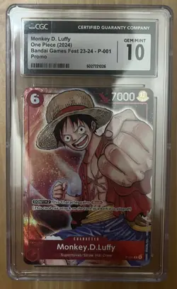 2024 ONE PIECE BANDAI GAMES FEST 23-24 PROMO MONKEY D. LUFFY CGC GEM MINT 10 - Image 1