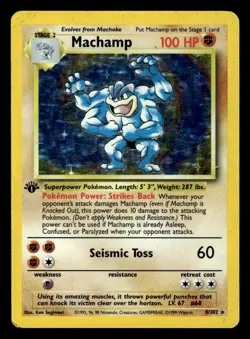 Machamp 8/102 Holo Rare 1st Edition Base Set Pokemon Card - 1 - Image 1