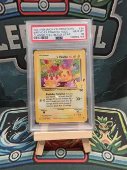 Birthday Pikachu Celebrations Classic Collection Black Star Promo 24 PSA 10 - Image 1