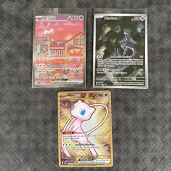 Pokemon TCG 151 UPC Promo Set Sealed Mew 053, Sealed Mewtwo 052, Metal Mew 205 - Image 1
