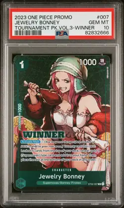 2023 ONE PIECE PROMOS #007 JEWELRY BONNEY TOURNAMENT PK.VOL.3-WINNER PSA 10 - Image 1