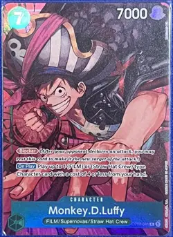 One Piece Monkey D. Luffy OP02-041 Alt Art Paramount War English NM Foil Version - Image 1