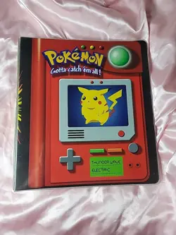 Vintage 1999 Pokemon Pikachu Meowth Trading Card 3 Ring Binder Plymouth 4077 - Image 1
