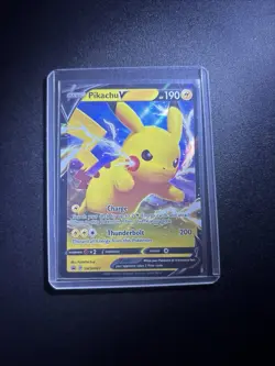 Pokemon TCG SWSH061 Pikachu v Black Star Promos Holo Card Near Mint Condition - Image 1