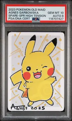 Pokemon PSA10 AUTO8 Spare Card Agnes Garbowska 2023 Pikachu Old Maid Japanese - Image 1