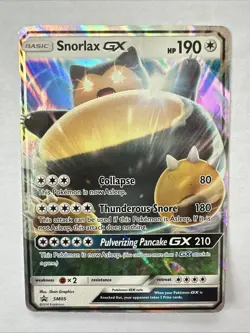 Pokemon TCG Snorlax GX SM05 Sun Moon Black Star Promo Card Near Mint Condition - Image 1