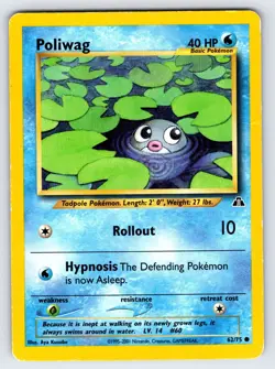 Poliwag 62/75 Neo Revelation Pokemon Card Yuka Morii Vintage WOTC Common - Mp/Hp - Image 1