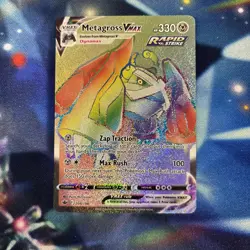 Pokemon Metagross VMAX Holo Card 208/198 Chilling Reign Secret Rainbow Rare - Image 2