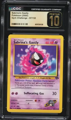 CGC Pristine 10 Sabrina's Gastly Gym Challenge 2000 Pokemon Card #97 - Image 1