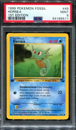 PSA 9 Pokemon 1999 1st Edition Fossil Horsea #49 - Image 1