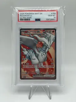 PSA 10 - Reshiram Ex 158/086 Full Art Ultra Rare Pokemon TCG White Flare English - Image 1