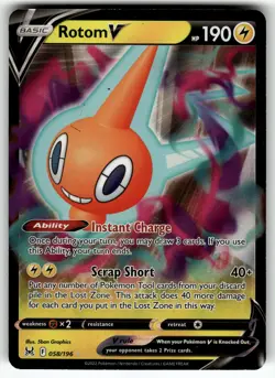 Rotom V 058/196 SWSH11: Lost Origin NM Pokemon Card TCG - Image 1