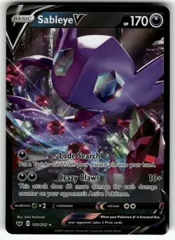 Sableye V 120/202 SWSH01: Sword & Shield Base Set NM Pokemon Card TCG - Image 1