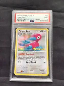 Pokemon Cards: Great Encounters Prerelease Staff Promo: Porygon2 49/106 PSA 9 - Image 1