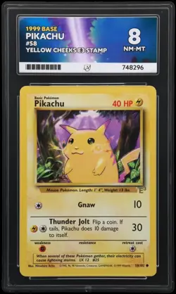 Ace 8 Pokemon TCG Pikachu E3 Gold Stamp Promo 58/102 Base Set Graded Card - Image 1