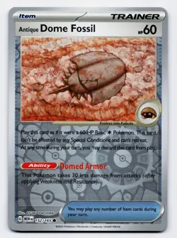Antique Dome Fossil [152/165] SV: 151 Reverse Holo [Pokemon Card English] - Image 1
