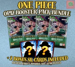One Piece TCG OP12 Booster Pack Bundle (4 Packs) + 2 Bonus SR Cards | English - Image 1