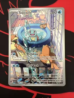 Pokemon TCG Squirtle Stellar Crown Illustration Card 148/142 Near Mint - Image 1