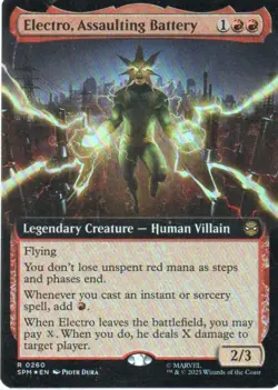 MTG: Marvel's Spider-Man: Foil Extended Art Electro, Assaulting Battery: LP Con - Image 1