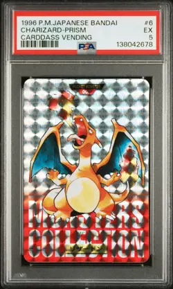 1996 Pokemon Japanese Bandai Prism Charizard #006 PSA 5 EX Carddass Vending - Image 3
