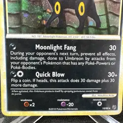 UMBREON 2010 POKEMON HEARTGOLD & SOULSILVER UNDAUNTED RARE HOLO 10/90 Q6233 - Image 4