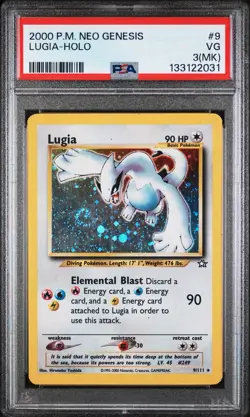 Pokemon Neo Genesis Lugia HOLO 9/111 PSA 3 (MK) VERY Good MARKED With Swirl! - Image 1