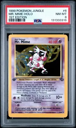 1999 Pokemon 1st Edition Jungle Mr. Mime Holo | PSA 8 - Image 1