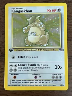Pokemon 1999 Kangaskhan Card 5/64 1st Edition Jungle Holo Rare - Image 1