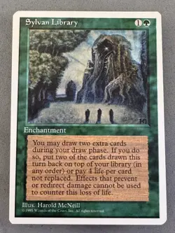 Sylvan Library MTG 4th Edition-Never Played Near Mint-Vintage Magic - Image 1